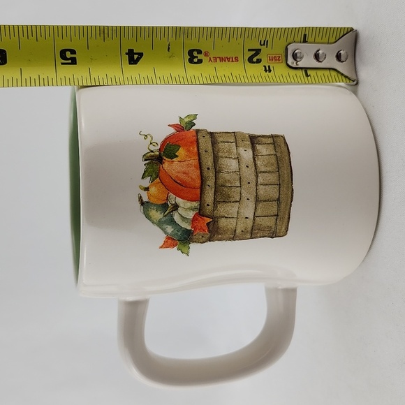 ⭐️2/ $50⭐️ Rae Dunn Double  Sided Mug Large Letters HAPPY FALL & Pumpkin Basket - Picture 8 of 9